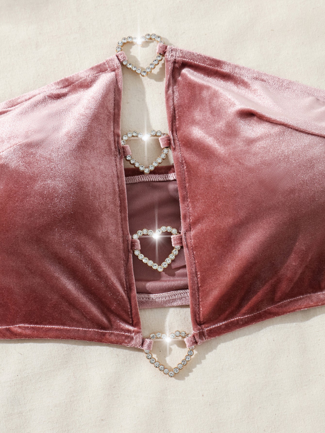 Heart Cut-Out Diamond Strapless Top – Rhinestone Crop Vest in Pink | KYLALINGERIE