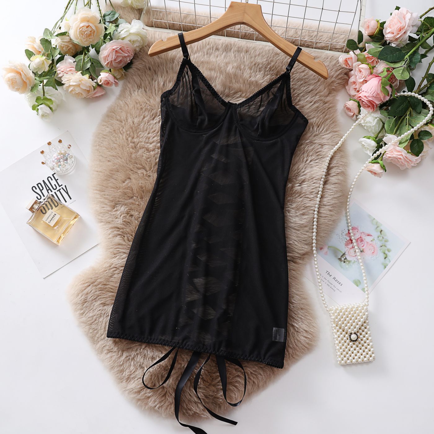 Sheer Mesh Strapless Bodysuit Lingerie – Transparent Lace Net Dress