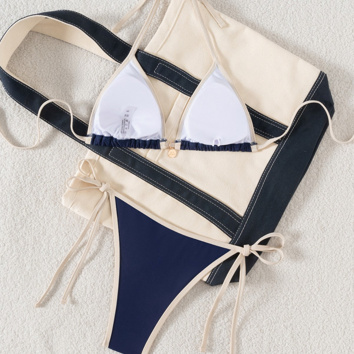 Swimwear Women Color Block Binding Strap Sexy Bikini Two-Piece Swimsuit eprolo