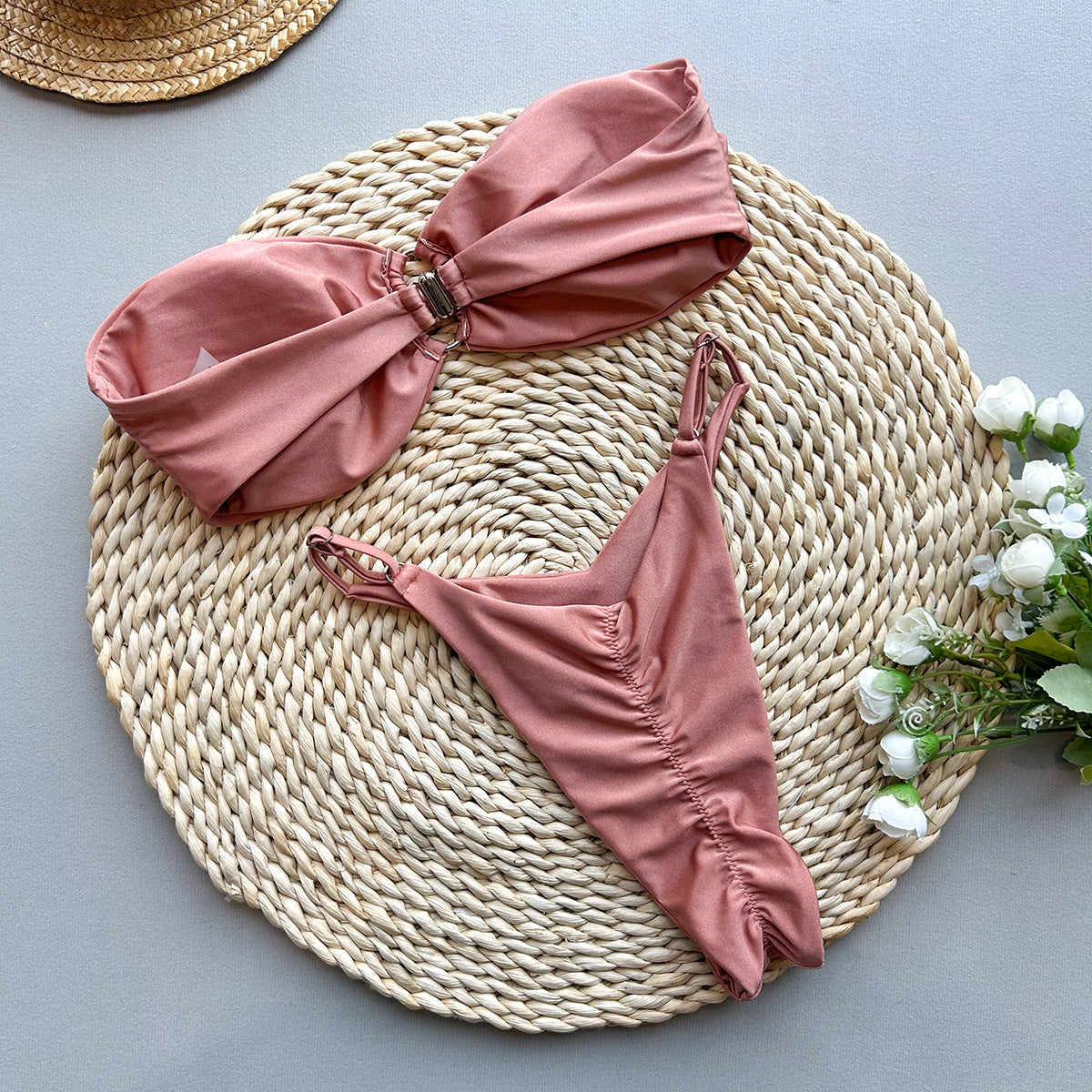 Triangle Bikini Padded Swimsuit | Women's Brown Nylon Swimwear