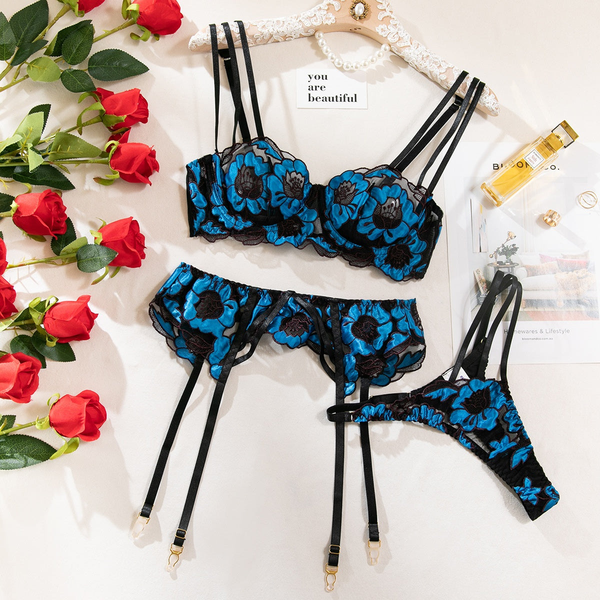 Sexy Floral Embroidered Bra Set - Hollow Out Transparent Lingerie for Women eprolo
