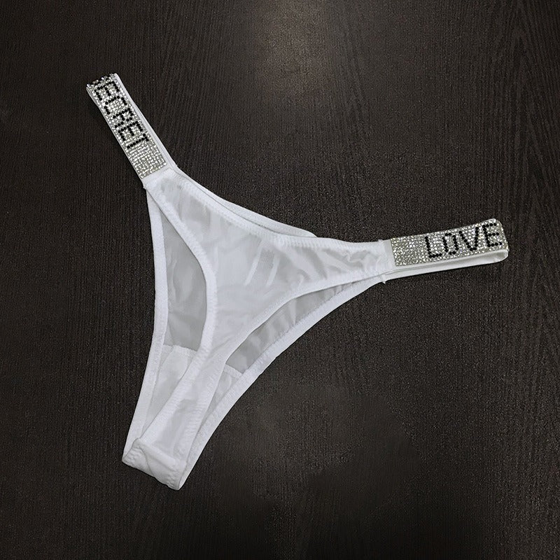 Sexy Low-rise T Pants Narrow Edge Water Diamond Underwear with Sports Sexy Hip Lift Thong Breathable Invisible Panties for Women eprolo