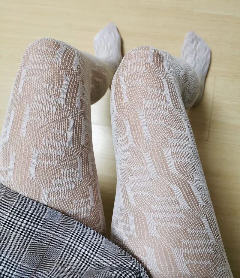 Fashion Flocking Tights High Quality Sexy France Fashion Gauze Letters Transparent Fish Net Pantyhose Womens Stockings eprolo